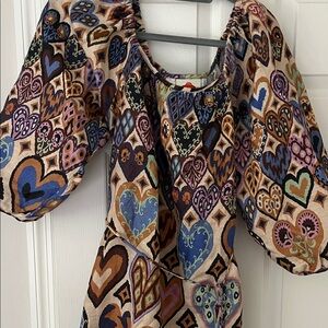 FARM Rio Multicolor Heart Pattern Dress